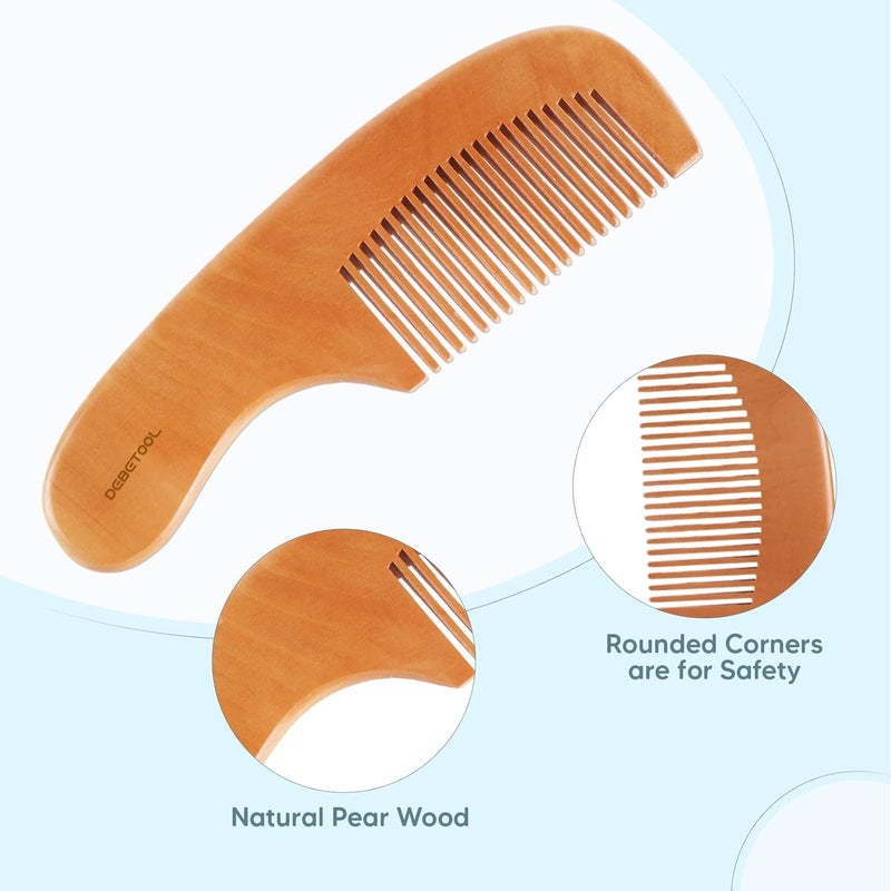 DEBETOOL Baby Hair Brush and Comb Set for Newborns & Toddlers - Wooden Baby Brush Set With Soft Goat Bristle and Toddler Comb, Ideal for Cradle Cap - Image 5